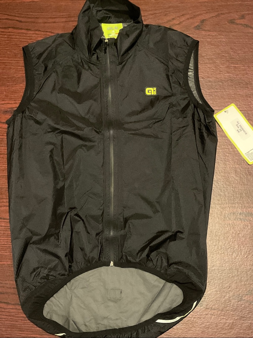 Ale Men’s Black Nylon Cycling Vest with Reflective Logo Made in Italy Size XS